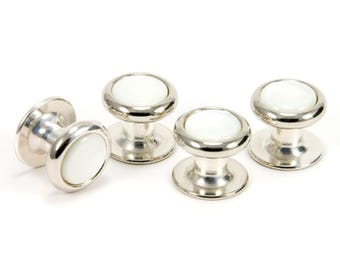 Mother of Pearl Silver Tuxedo Studs, Wedding Party Gift