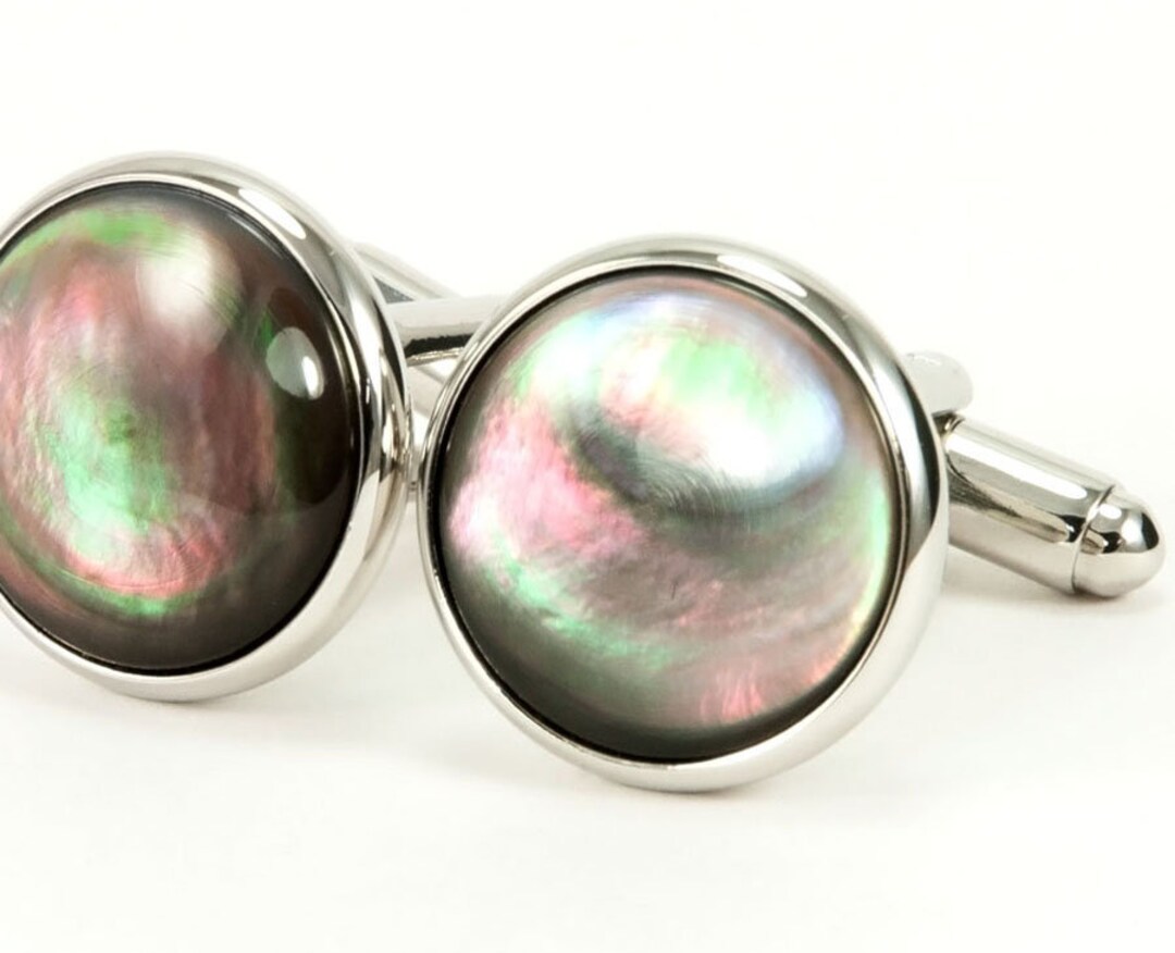 Black Mother of Pearl Cufflinks for Men Wedding Party Gift Etsy