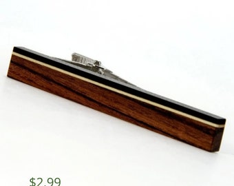 Wood Tie Clip, Wooden Tie Bar, Kingwood Ebony Holly Mens Accessories Gift, 5th Anniversary Gift for Husband & Boyfriend, Fathers Day Gift