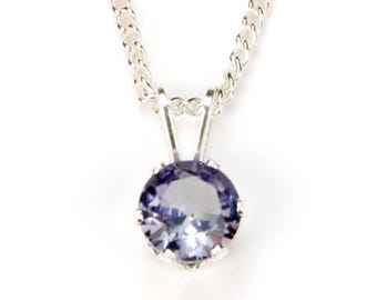 Alexandrite Sterling Silver Necklace, Color Changing 6mm June Birthstone