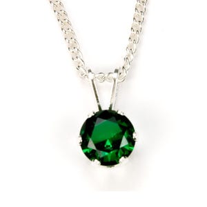 Emerald Necklace, Sterling Silver Pendant Necklace Birthstone Gift For Her, May Birthstone Jewelry Gift For Mothers Day or Wedding 6mm