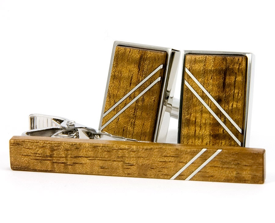 Koa Wood Anniversary Gift For Men Hawaiian Koa Silver Inlay Etsy