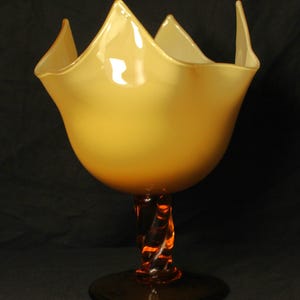 Vintage Empoli Cased Butterscotch Handkerchief Goblet/Vase, Italian Art Glass