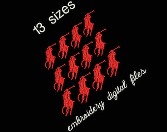 Polo Horse Rrider Embroidery Design | Multi Size Machine Embroidery File | Digital files