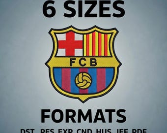 FC Barcelona Embroidery Design, Football Crest 6 Sizes |Instant Download