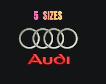Audi Embroidery Design | 4 Rings Car Logo | Instant Download |  Machine Embroidery File
