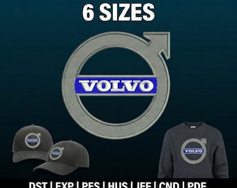 Volvo Car Logo Embroidery Design – 6 Sizes (Instant Download)