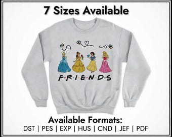 Disney Princess Friends Embroidery Design |  Machine Embroidery File | Instant Download | DST PES