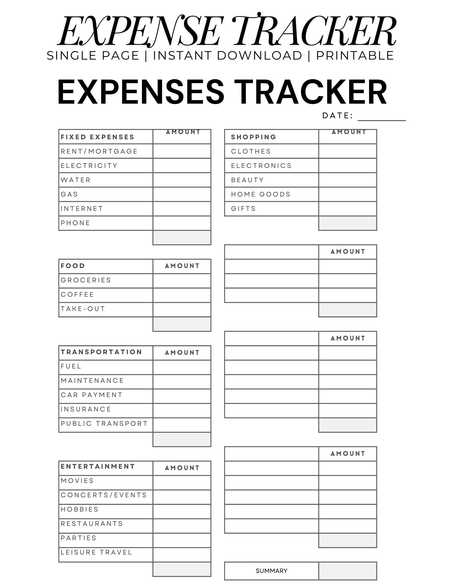 Expense Tracker | Tracker for Expenses | Instant Download | Printable ...