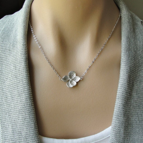 Sale - Silver Flower Petal Necklace - gift, birthday, wife, mother, sister, daughter, bridesmaid, romantic, friend