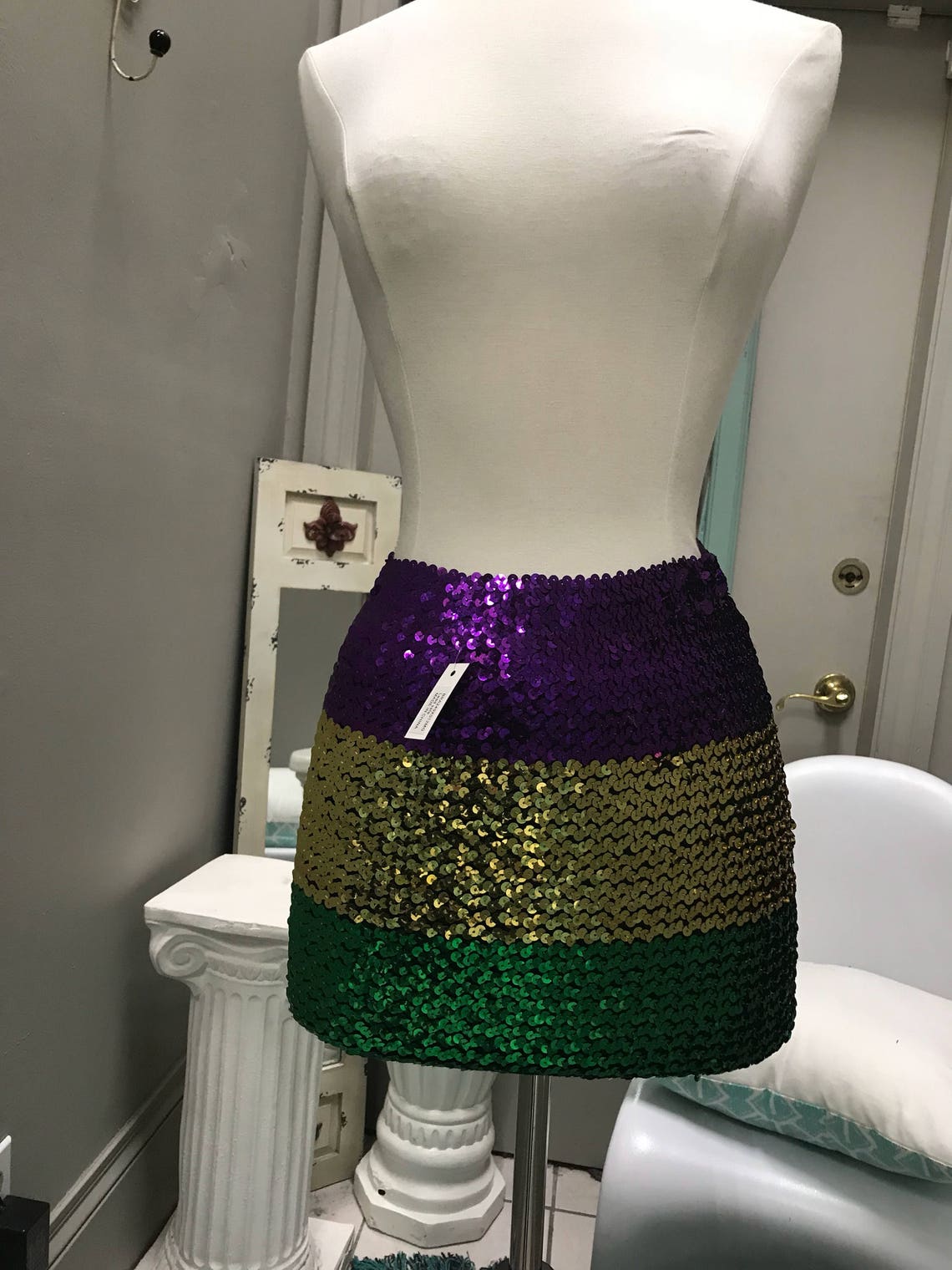 mardi gras sequin skirt