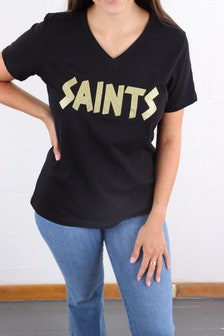 Lulu Grace Designs Saints Dripping Lips Glitter Shirt: Glitter Football Fan Gear & Apparel M / Youth/Toddler Tee