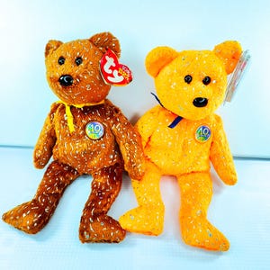 The Decade Bear und The Orange Decade Bear Ty Beanie Babies 2er Lot