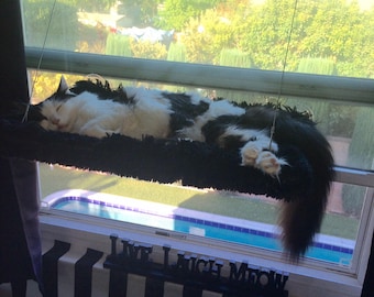 Grey, Black, Faux Fur - Curious Cats Window Perch