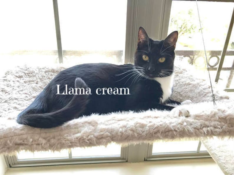 Light Colors, Faux Fur Curious Cats Window Perch Llama cream