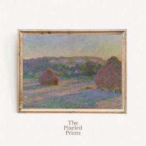 Impressionist Wheat Stack Printable Wall Art | Countryside Art | Digital Download | Vintage Landscape Print