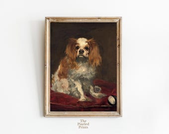 Cavalier King Charles Spaniel Vintage Oil Painting (Digital Download)