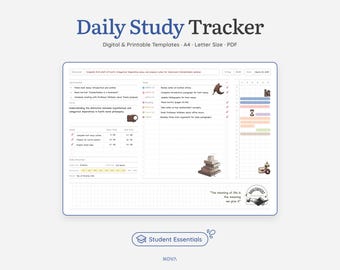 Dagelijkse studieplanner | Productiviteitstracker van 10 minuten | Afdrukbare en digitale pdf | Studieorganisator | Direct downloaden