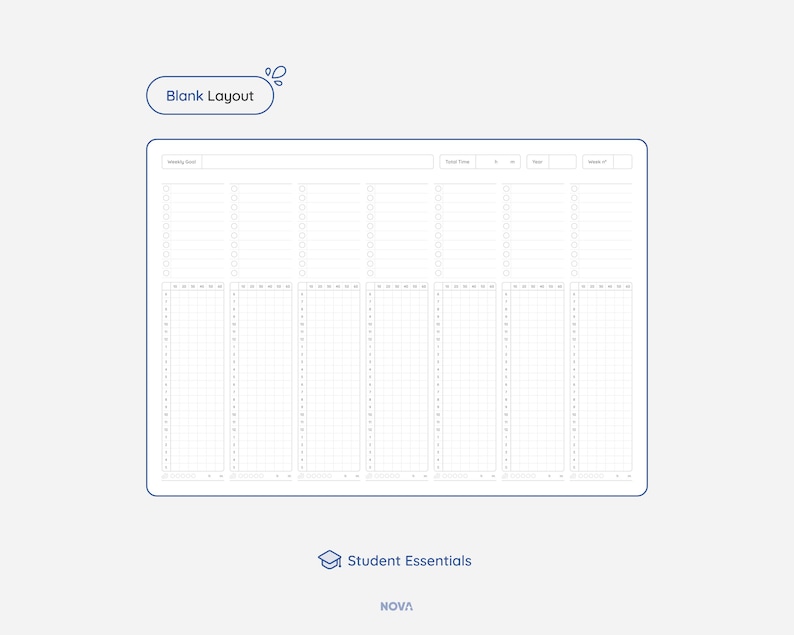 May include: A blank weekly planner layout with a grid for daily scheduling and a section for notes. The planner has a simple design with a white background and black lines.