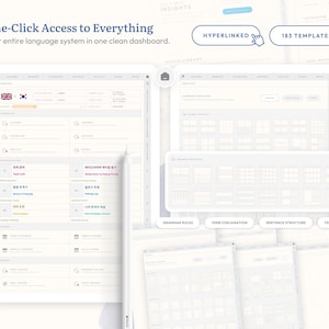 Packed with 183 unique templates for learning any language. Includes grammar charts, vocabulary banks, practice pages, sentence builders, stickers, planners, trackers, and more. Choose between 6 color themes and customize your learning experience.