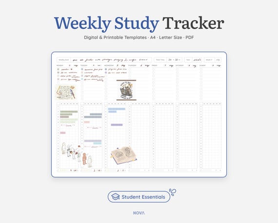 Weekly Study Planner: Digital Tracker for GoodNotes, Noteshelf (Digital and Printable PDF)