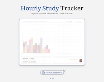 Suivi horaire des études : planificateur de productivité des étudiants (PDF numérique et imprimable)