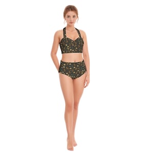 The White Lotus Inspired All-Over Print Women's Halter Swimsuit Set