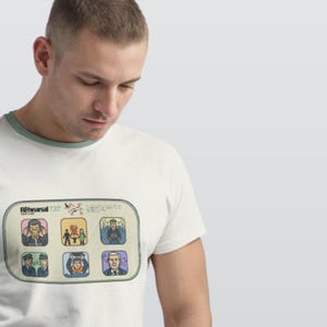 T-shirt met veiligheidsinstructies voor vliegtuig geïnspireerd op The Rehearsal (parodie/fanmade-merchandise)