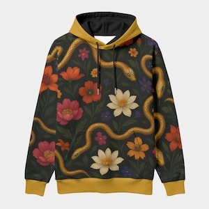 Right to Live Free AOP Snakes and Flowers Hoodie Inspired by The White Lotus