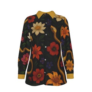 Right to Live Free AOP Snakes and Flowers Blouse Inspired by The White Lotus Thailand