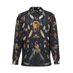 Labyrinth Inspired As the World Falls Down” Men&#39;s Long Sleeve Shirt With Pocket Fanmade merch
