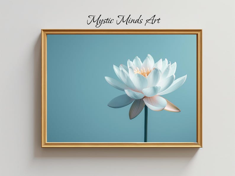 White Lotus Wall Art - Minimalist Floral Print, Zen Botanical Decor ...