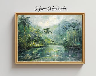 Tropical Jungle Wall Art - Lush Green Rainforest Canvas, Nature Fine Art Print. Choose hanging canvas or fine art print. -160