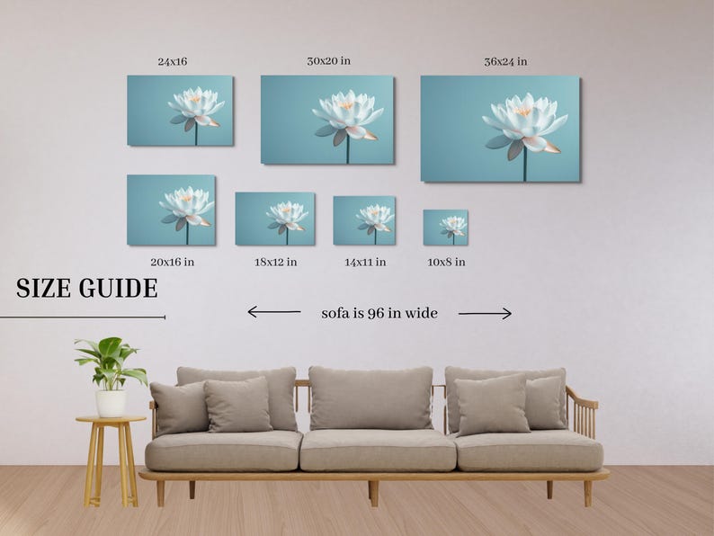 White Lotus Wall Art - Minimalist Floral Print, Zen Botanical Decor ...
