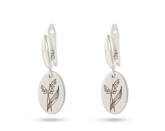 Brincos de Prata de Lei Personalizados com Flor de Nascimento, Joias Personalizadas para Cada Mês
