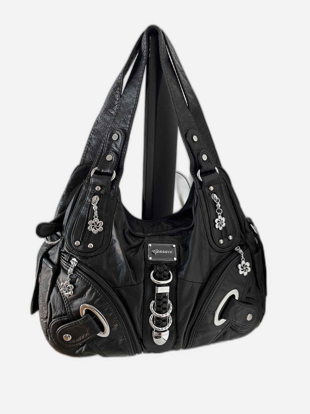00s【archive】 Y2K Black leather waist bag Leather Hip Bag - Missouri - Black