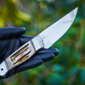 Handmade D2 Steel Hunting Knife: Stag Handle Bushcraft Blade