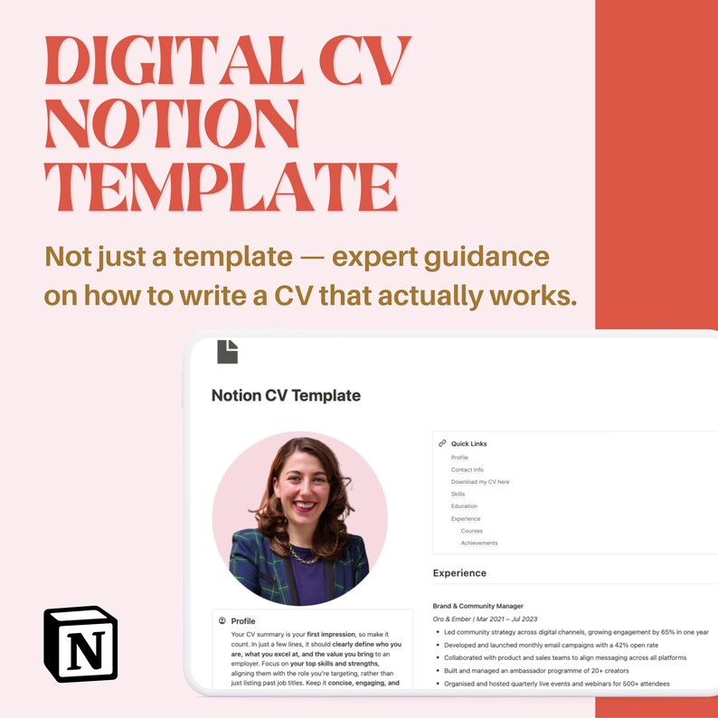 Notion Example Cv Notion CV Template | Modern Resume for Job Seekers & Creatives ...