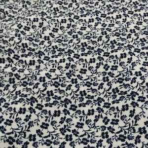 Navy Floral Cotton Viscose Fabric by the Yard – Soft Lightweight Material for Dresses,Blouses,Skirts & Sewing (Width 150cm 1,64 yard 57 inc)