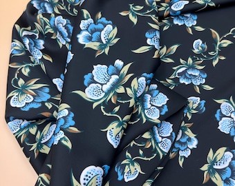 Floral satin fabric by the yard – soft drapey polyester material - 150 cm width