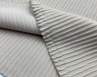 Cream Beige Ribbed Knit Fabric by the Yard, Soft Stretch Top and Dress Fabric, (150 cm / 59") Wide, Sold by the Meter