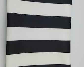 Black and white striped upholstery fabric – wide home decor material (140 cm / 55")