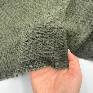 Green Crinkle Fabric by the Yard, Soft Textured Woven Dress and Blouse Fabric, (150 cm / 59") Wide, Sold by the Meter