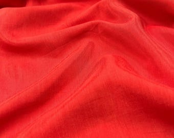 Koralle Uni Baumwoll-Voile Meterware, Weicher Nähstoff für Kleider Blusen und Röcke, (145 cm / 57"), 190 gsm