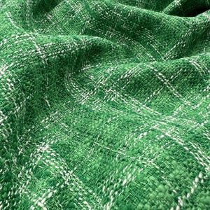 Green tweed fabric 150 cm – interfaced boucle jacket & blazer fabric by the meter, woven couture textured fabric for stylish tailored