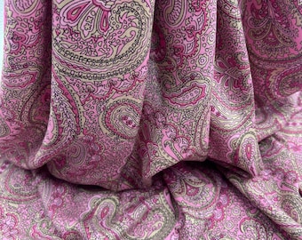 Pink Paisley Viscose Fabric – Soft Drapey Printed Rayon Fabric for Dresses, Blouses, Skirts, Scarves & Sewing Projects | 150 cm Width