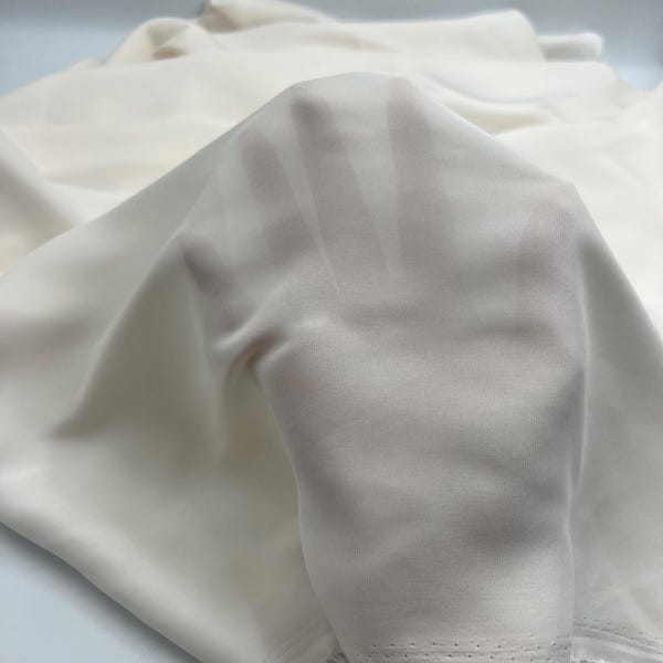 Organic Silk Satin Voile Fabric by the Yard, Soft Lightweight Dress Lining Fabric, (150 cm / 59") Wide