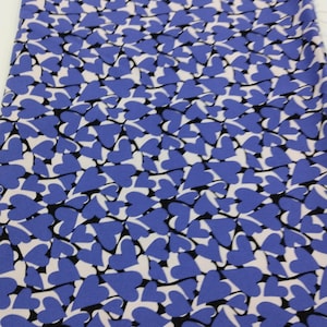 Blue Heart Print Cotton Viscose Fabric by the Yard – Soft Drapey Material for Dresses, Blouses & Sewing (Width 150cm 1,64 yard 57 inc)