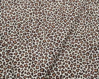 Leopard Print Cotton Poplin Fabric for Dresses, Dress Fabric for Blouses, Blouse Fabric for Skirts, Skirt Fabric (150x100 cm)