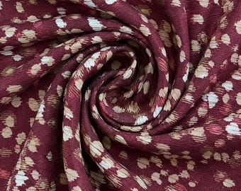 Burgundy Abstract Animal Print Viscose Fabric by the Yard, Pebble Dress Fabric, (150 cm / 59") Wide, Sold by the Meter